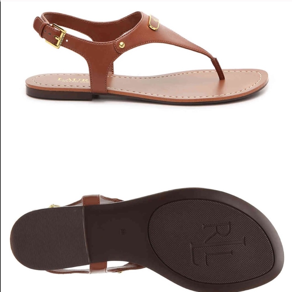 Ralph Lauren Patsi Sandal Flats - cognac - Sz 9